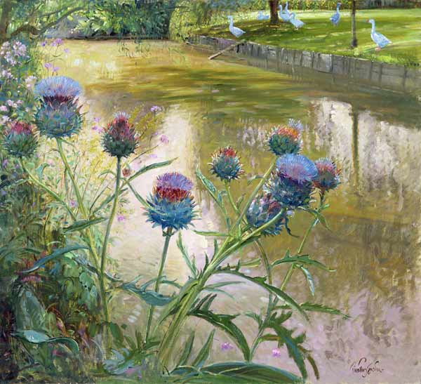 Cardoons Against the Moat (oil on canvas)  from Timothy  Easton
