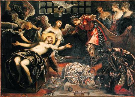 Saint Catherine of Alexandria receives a visit from the empress while in prison from Jacopo Robusti Tintoretto