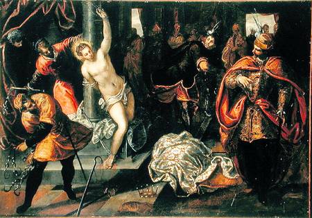 Saint Catherine of Alexandria being whipped in the presence of Emperor Maxentius from Jacopo Robusti Tintoretto