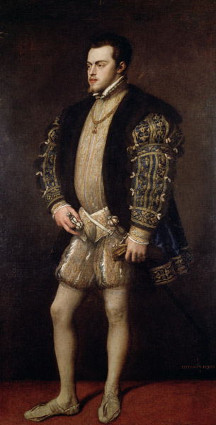 Portrait of Philip II (1527-98) of Spain from Tizian (aka Tiziano Vercellio)
