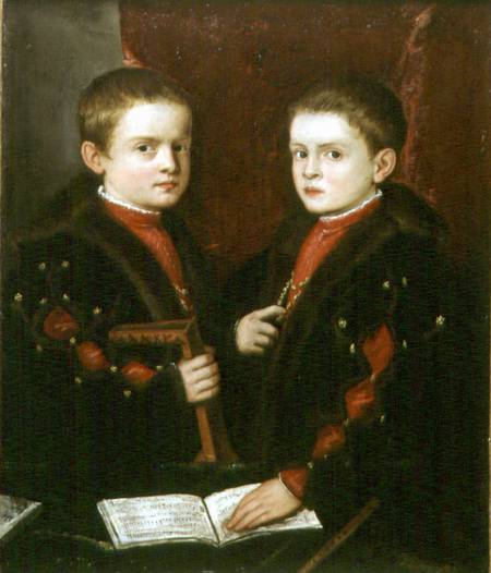 Portrait of Gerolamo Melchiorre (b.1536) and his brother Francesco Santo da Pesaro (b.1537) from Tizian (aka Tiziano Vercellio)