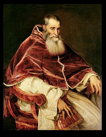 Portrait of Alessandro Farnese (1468-1549) Pope Paul III from Tizian (aka Tiziano Vercellio)