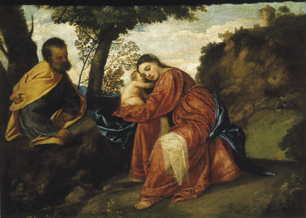 Titian / Rest on the Flight into Egypt from Tizian (aka Tiziano Vercellio)