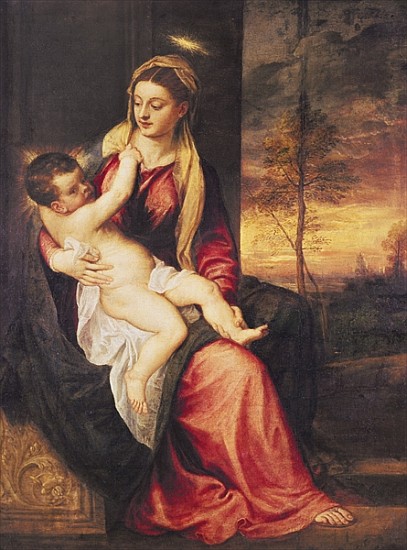 Virgin with Child at Sunset from Tizian (aka Tiziano Vercellio)