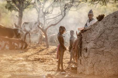 Dawn in a Himba village