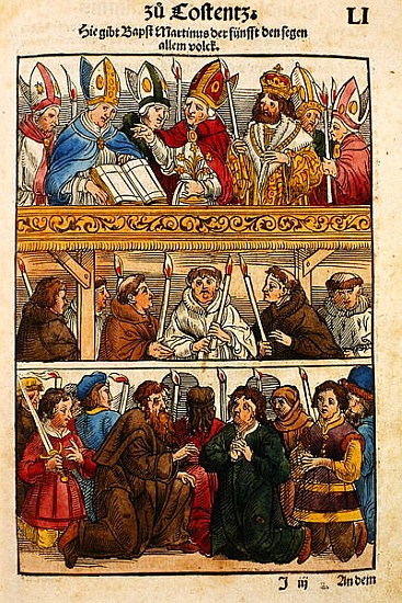 Martin V is elected Pope and blesses the people at the Council of Constance, 1417, from ''Chronik de from Ulrich von Richental
