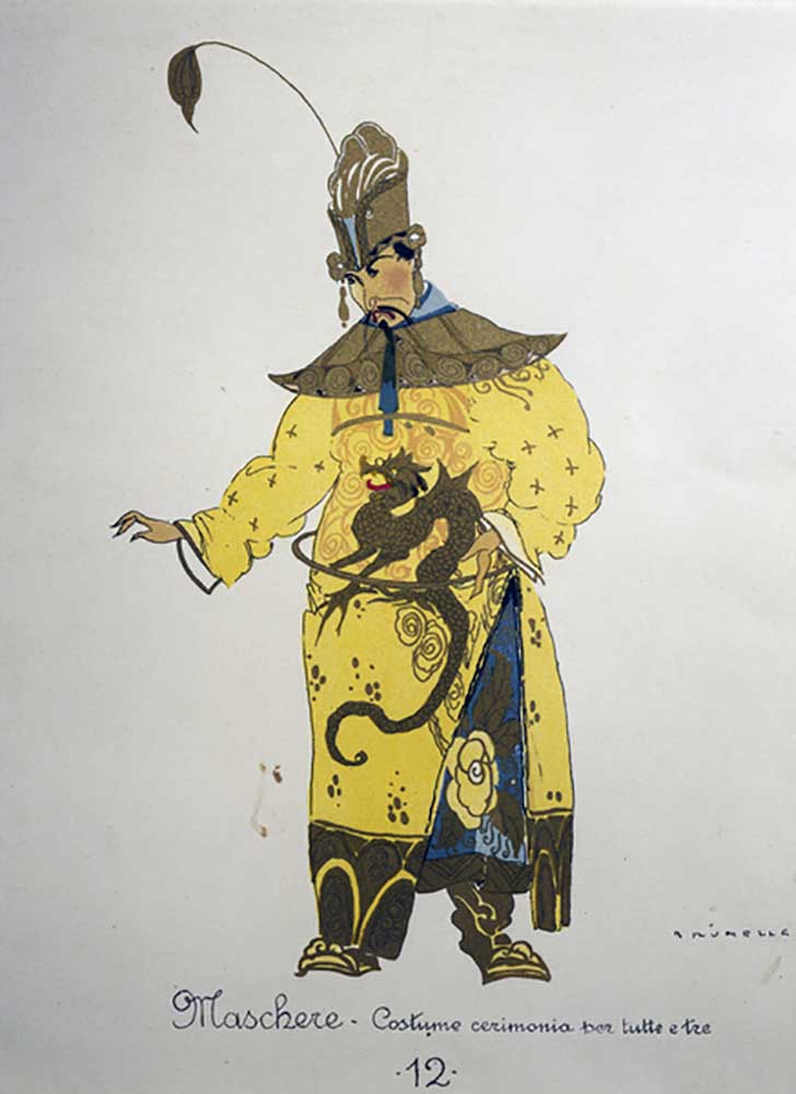 Costume for a maschere from Turandot by Giacomo Puccini, sketch by Umberto Brunelleschi (1879-1949)  from Umberto Brunelleschi