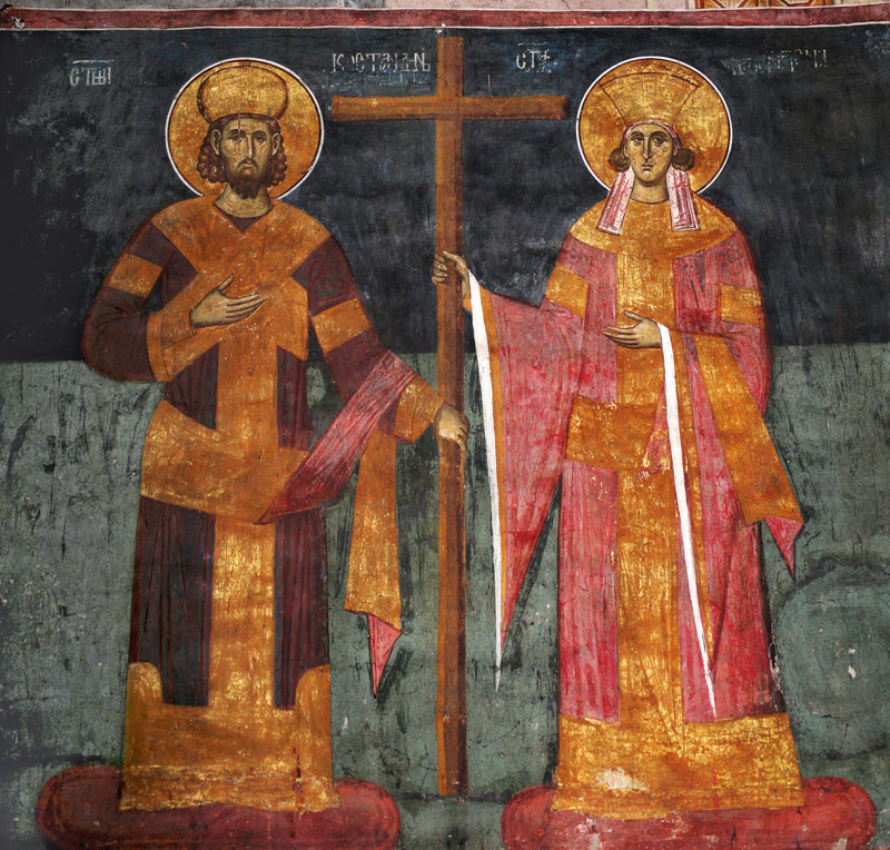 Exaltation of the Cross. Saints Constantine the Great and Helena from Unbekannter Künstler