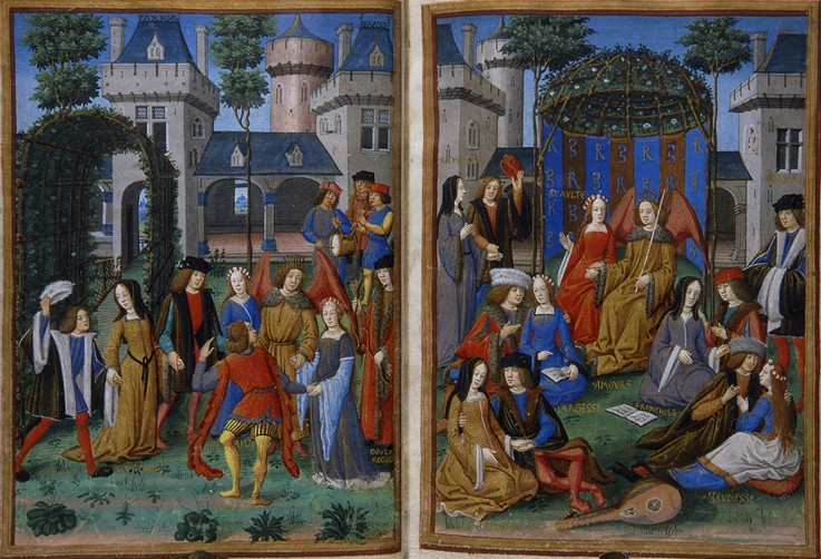 Amor's garden. Miniatures from a manuscript of the Roman de la Rose from Unbekannter Künstler