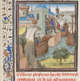 Start to the Fourth Crusade. Miniature from the "Historia" by William of Tyre