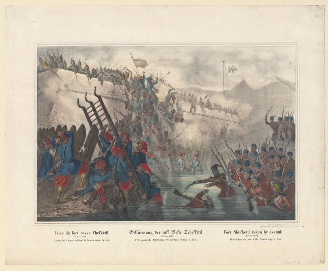 Turkish troops storming Fort Shefketil on November 15, 1853 from Unbekannter Künstler