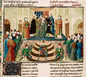 The Coronation of Henry IV of England (Detail of a miniature from the Grandes Chroniques de France b