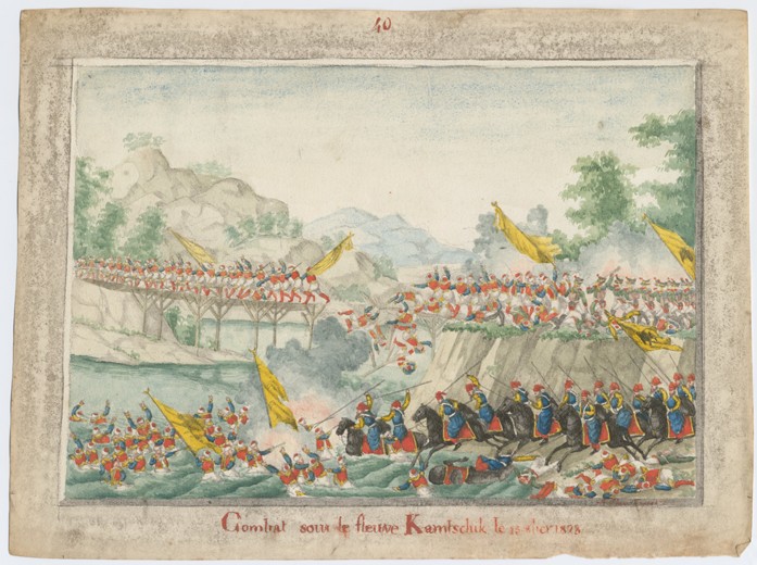 The Battle on the river Kamchik on 15th October 1828 from Unbekannter Künstler