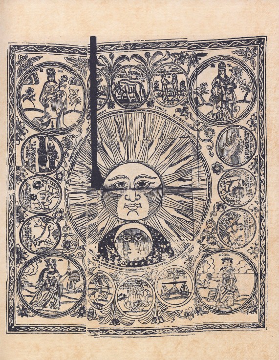 The sun with zodiac signs and four seasons from Unbekannter Künstler