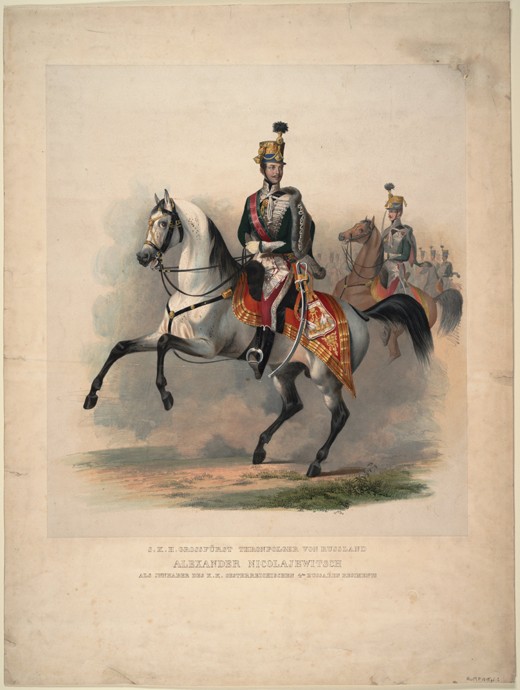 Grand Prince Alexander Nikolayevich as colonel-in-chief of the Austrian 4th Hussar Regiment from Unbekannter Künstler