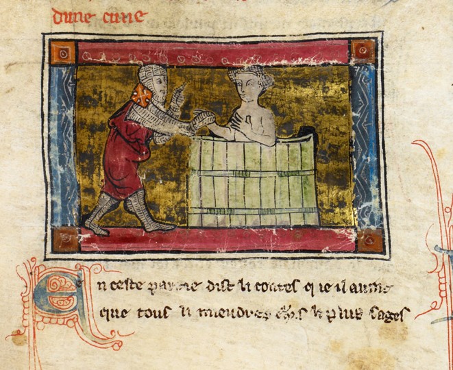 Lancelot rescuing a lady from a tub from Unbekannter Künstler