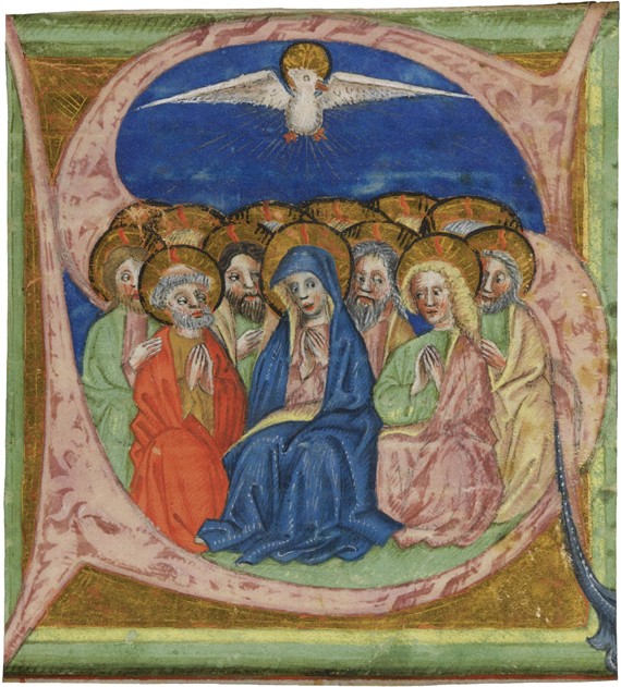 The Pentecost. Initial "S" from an manuscript Gradual from Unbekannter Künstler