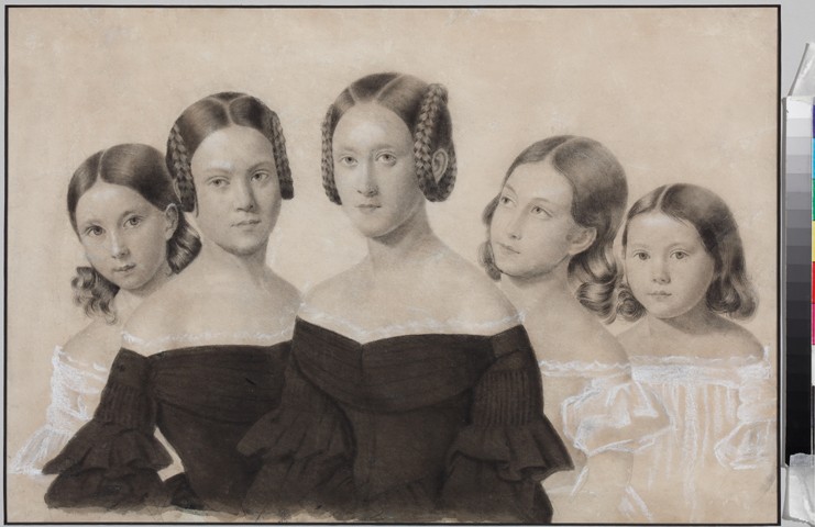 Portrait of Sisters Yelisaveta, Maria, Praskovya, Alexandra and Anna Dyakov from Unbekannter Künstler