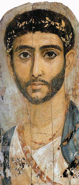 Ägypten: Mumienporträt eines jungen Mannes, c. 3. Jahrhundert n. Chr