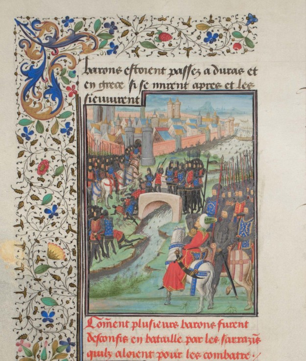 Clash of the army of the barons and the Saracens. Miniature from the "Historia" by William of Tyre from Unbekannter Künstler