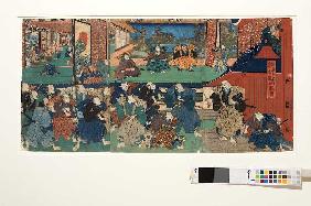 Der Bote des Shogun verkündet dem Haus des Fürsten Enya, dass das gesamte Lehen konfisziert wird (Vi