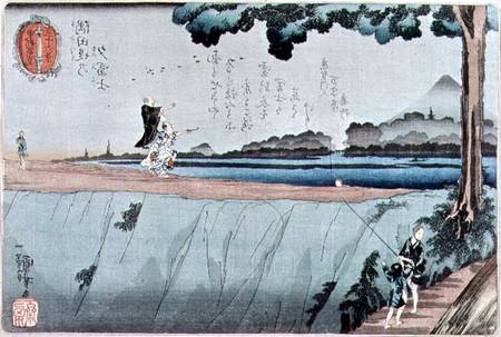 Mount Fuji from the Sumida River embankment, one of the views from Edo from Utagawa Kuniyoshi