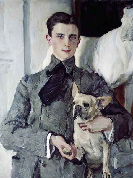 Portrait of Prince Felix Yusupov, Count Sumarokov-Elston (1887-1967) with a dog from Valentin Alexandrowitsch Serow