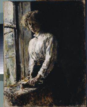 At the window. Portrait of Olga Fyodorovna Trubnikova