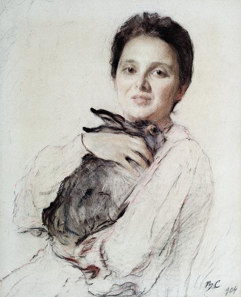 Portrait of Kleopatra Obninskaya with a Hare from Valentin Alexandrowitsch Serow