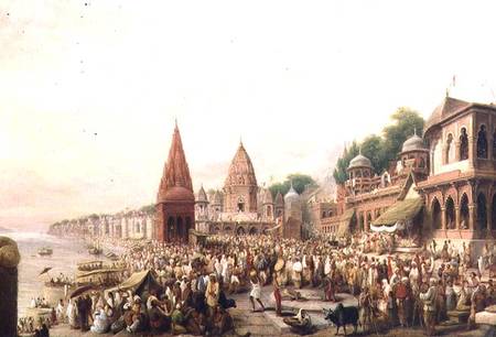 A View of Dasaswanadh Ghat, Benares, during the Dassera Festival from Valentine Cameron Prinsep
