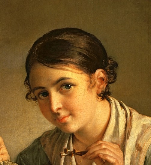 The Lacemaker, 1823 (detail of 41740) from Vasili Andreevich Tropinin
