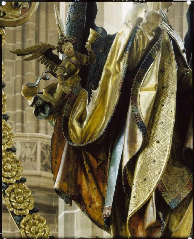 Der Englische Gruß: Engel mit Glocke und Gewanddetail des Engel Gabriel from Veit Stoß