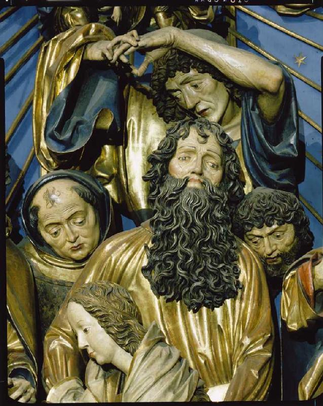 Der Krakauer Marienaltar: Der bärtige Apostel Paulus mit drei weiteren Aposteln from Veit Stoß