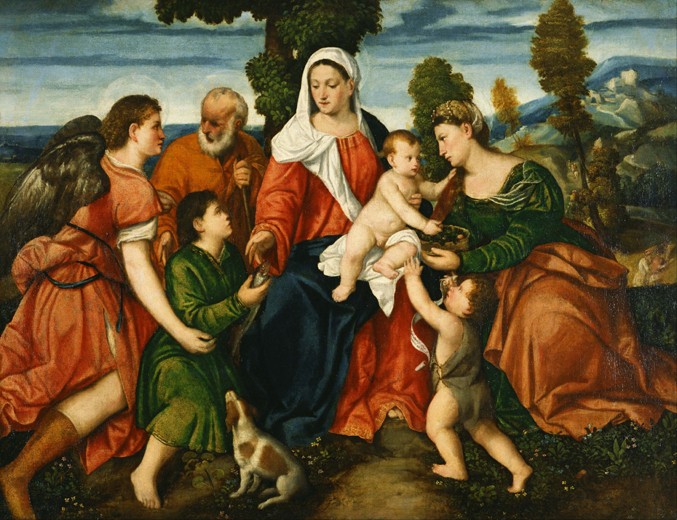The Holy Family with Tobias and the Angel, Saint Dorothy, John the Baptist and the Miracle of the Co from Veronese, Paolo (aka Paolo Caliari)