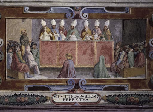 Der Heilige Franziskus vor einer Versammlung von Bischoefen from Vetralla Latium