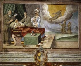 Der Heilige Franziskus weist seine Brueder an, den Sultan zu taufen