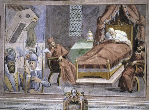 Der Traum des Papstes Innozenz III.: Der Heilige Franziskus stuetzt die wankende Lateransbasilika from Vetralla Latium