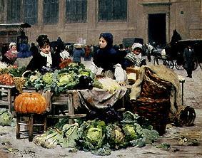 A vegetable stand in Le's hall Paris. from Victor Gabriel Gilbert