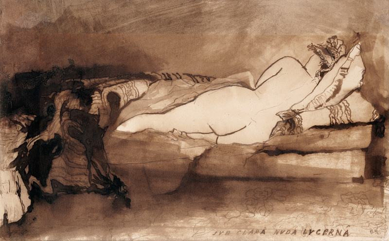 Sleeping Nude (pen & ink and wash on paper) from Victor Hugo