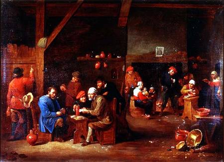 Tavern interior with card players from Victor Mahu