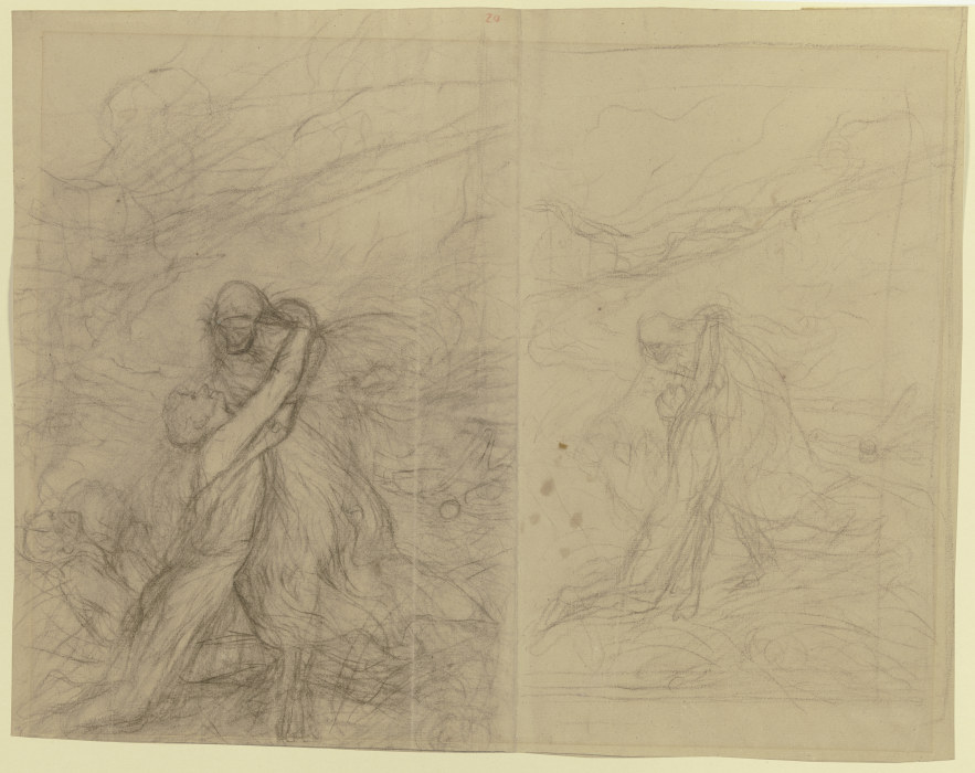 Eine junge Frau neben einer leblosen Gestalt, den Tod flehendlich umarmend from Victor Müller