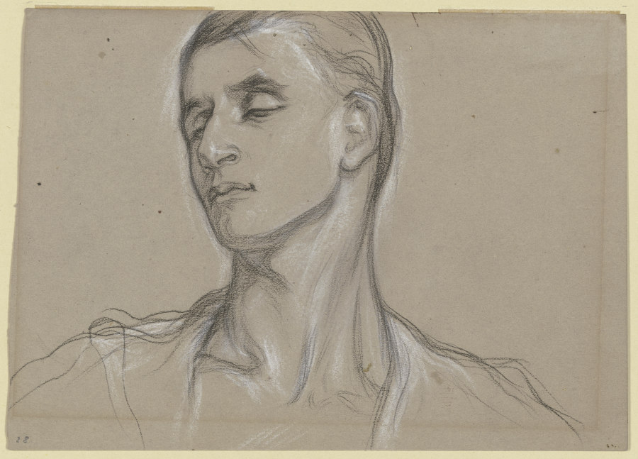 Kopf eines jungen Mannes, leicht nach links gewandt, mit geschlossenen Augen from Victor Müller