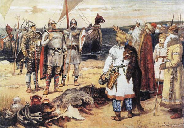 The Invitation of the Varangians: Rurik and his brothers arrive in Staraya Ladoga from Viktor Michailowitsch Wasnezow