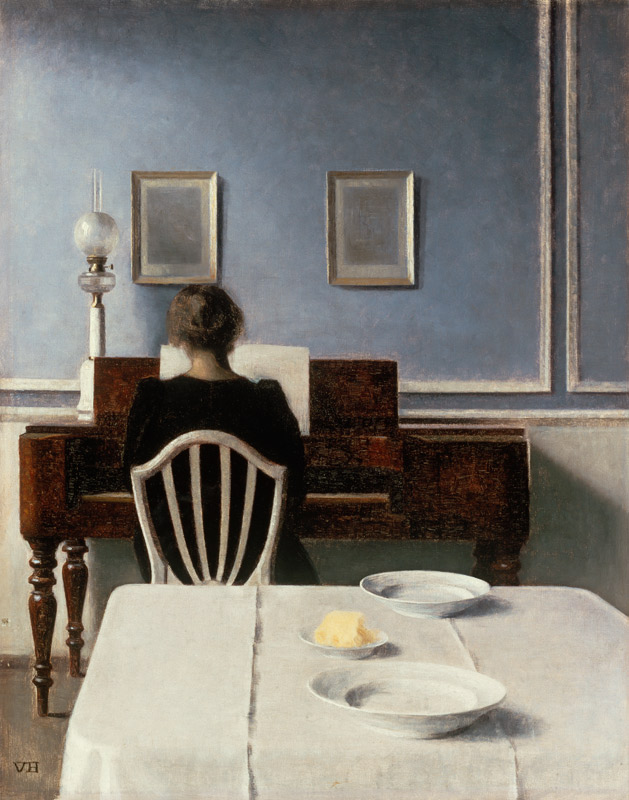 Interior with a Girl at the Piano from Vilhelm Hammershoi