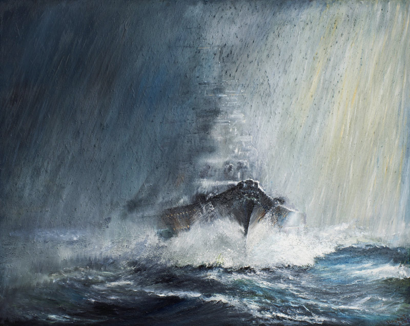 Bismarck through curtains of Rain Sleet & Snow 22/05/1941 from Vincent Alexander Booth