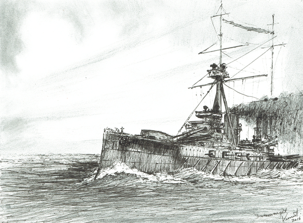 HMS Dreadnought at sea from Vincent Alexander Booth