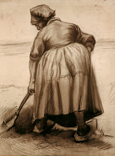 V.van Gogh, Peasant Woman Digging /Draw. from Vincent van Gogh