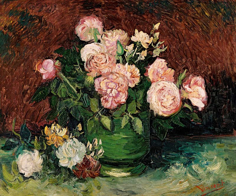 Bowl with peonies and roses from Vincent van Gogh