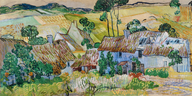 Thatched houses in front of a hill from Vincent van Gogh