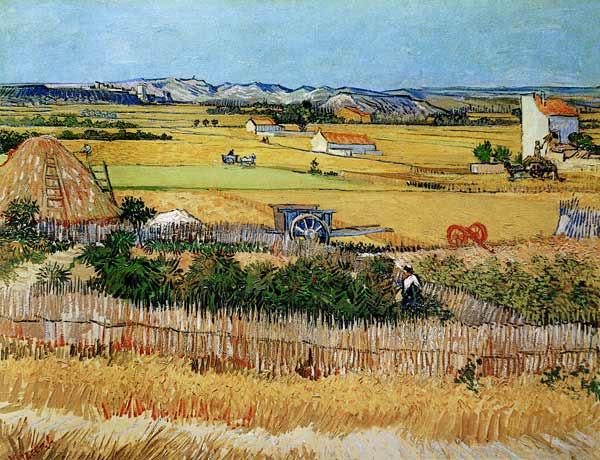Harvest at La Crau, with Montmajour in the Background from Vincent van Gogh